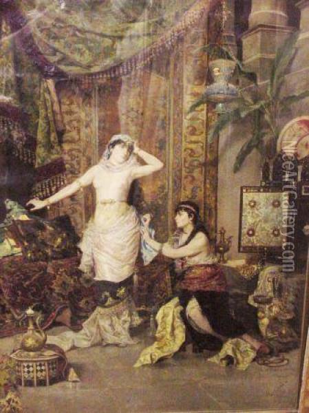 Harem Scene Oil Painting - W. Etienne
