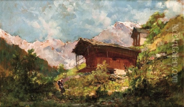 Valtournenche Oil Painting - Cesare Gheduzzi