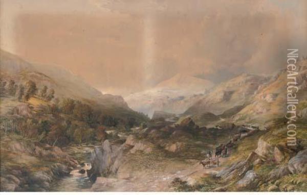 In The Wilds Of Wales Oil Painting - Thomas Lindsay