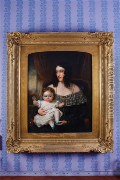 Portrait Of A Mother And Child Oil Painting - Joseph Backler