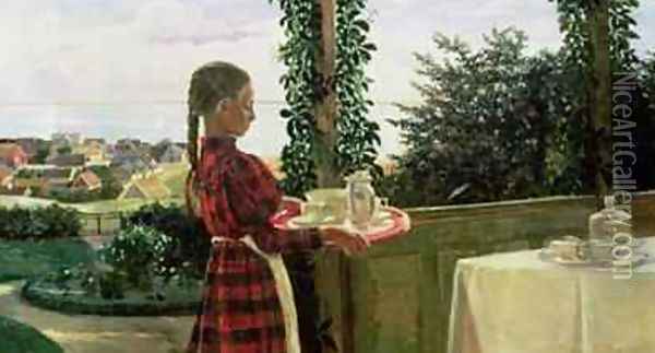 Teatime on the Verandah, 1899 Oil Painting - Henriette Panduro