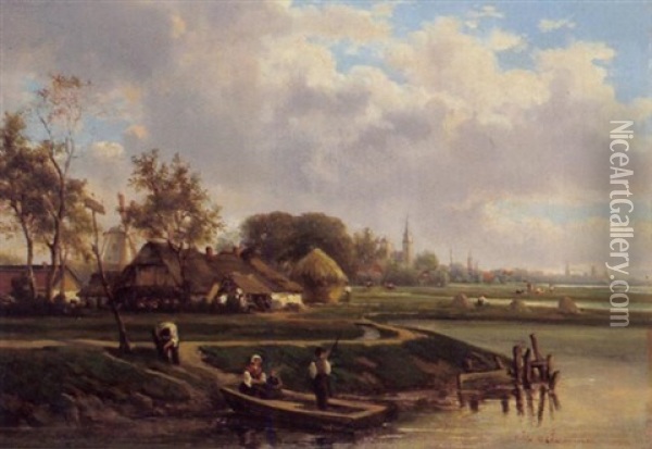 Hollandishces Dorfmotiv Oil Painting - Felix de Baerdemaeker