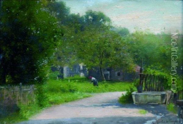 Ferme Nicoise. Oil Painting - Jules-Alexandre Gamba De Preydour