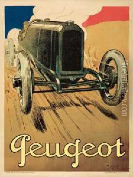Peugeot. 1919. Oil Painting - Rene Vincent