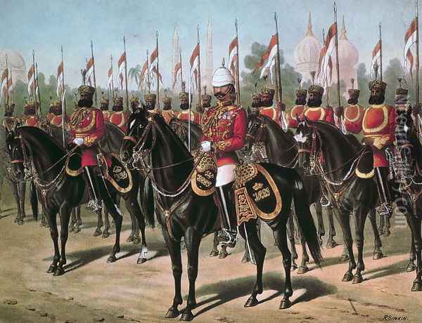 The Viceroys Bodyguard, printed in Our Armies by Emrik and Binger, published 1890 Oil Painting - Richard Simkin