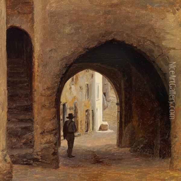 A Gate In Subiaco, Italy Oil Painting - Martinus Rorbye