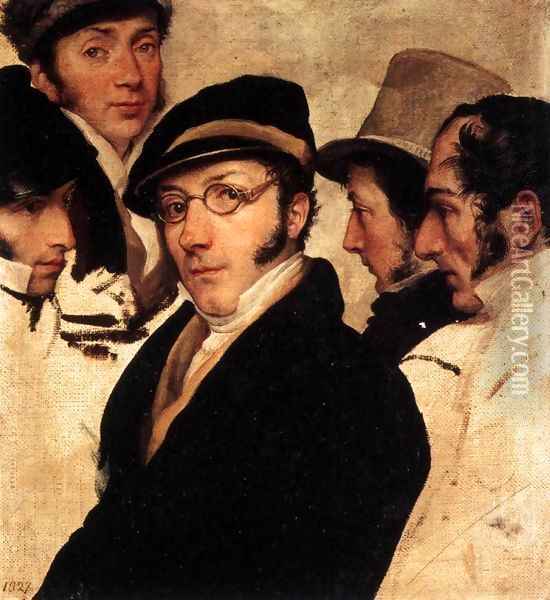 Self-Portrait in a Group of Friends Oil Painting - Francesco Paolo Hayez