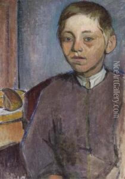 Garcon Breton Au Morceau De Pain Oil Painting - Wladyslaw Slewinski