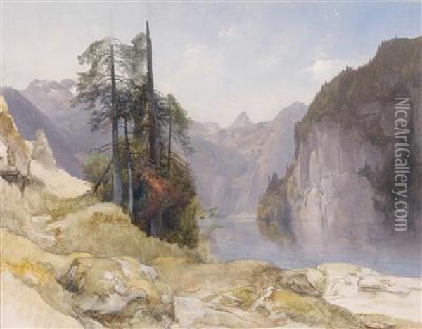A Motif From Lake Konigsee Oil Painting - Anton Hansch