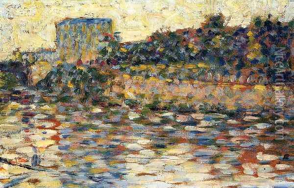 Courbevoie, Landscape with Turret Oil Painting - Georges Seurat