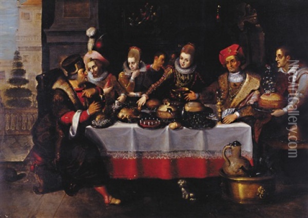 Le Festin Du Mauvais Riche Oil Painting - Ambrosius Francken the Elder