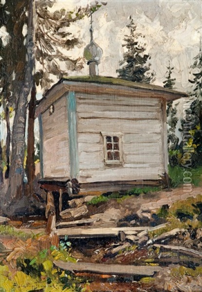 Historical Chapel In Perm Region (burial Place Of Nikita Romanov) Oil Painting - Alexandr Vladimirovich Makovsky