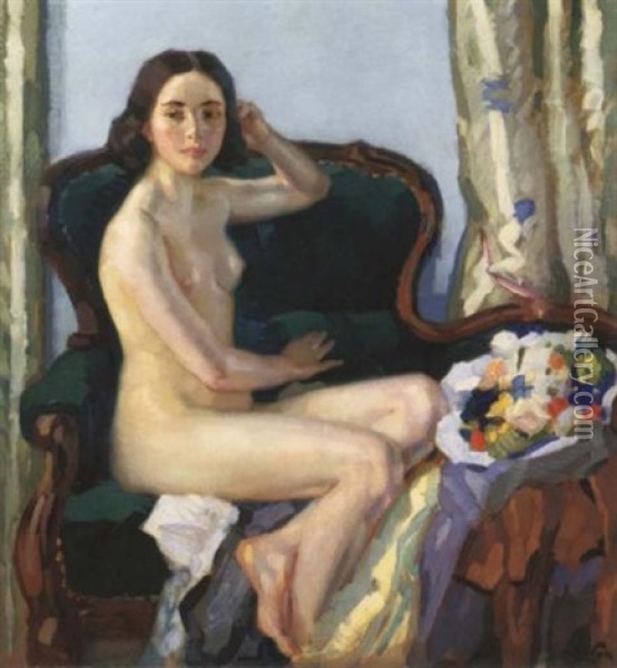 Das Sofa (pauline) Oil Painting - Leo Putz