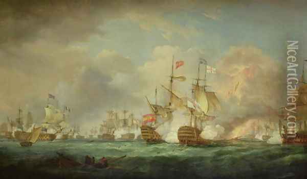 Battle of Trafalgar, 21st Oct. 1805 Oil Painting - Thomas Whitcombe