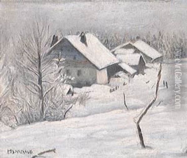 Winterlandschaft Mit Schneebedeckten Bauernhausern Oil Painting - Francois Emile Barraud