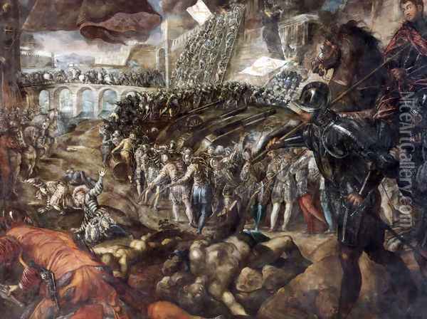 Federico II Gonzaga conquers Parma Oil Painting - Jacopo Tintoretto (Robusti)