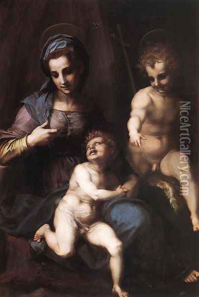 Madonna and Child with the Young St John 1518 Oil Painting - Andrea Del Sarto