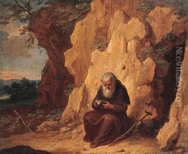 A hermit by a grotto Oil Painting - Balthasar Beschey