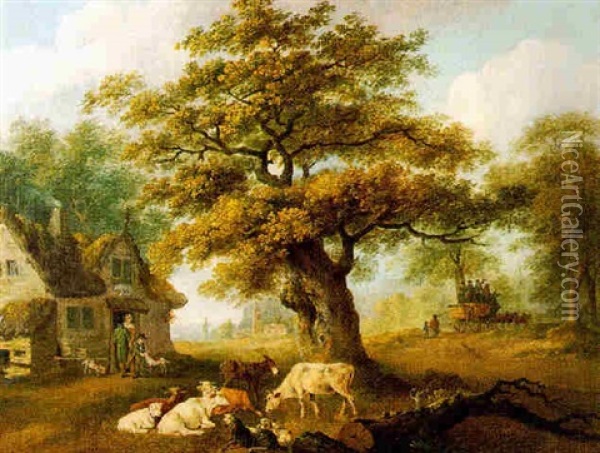 An English Country Scene Oil Painting - Philip James de Loutherbourg