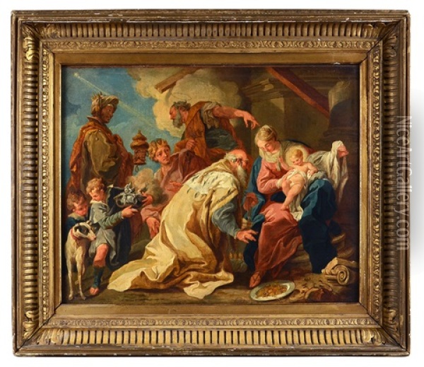 Adoration Des Mages Oil Painting - Giovanni Battista Pittoni the younger
