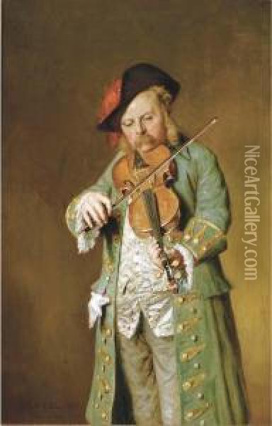 The Violin Player Oil Painting - Hugh Collins