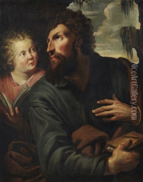 Saint Mathieu Et L'ange Oil Painting - Lambert Jacobs