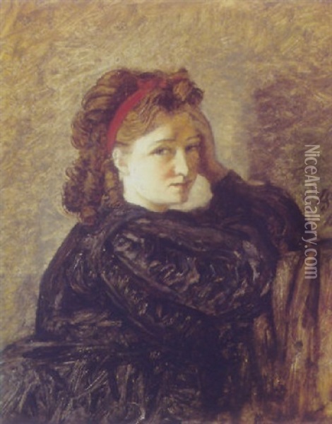 Portraet Af Elna Glad, Fodt Collin Oil Painting - Ludvig Abelin Schou