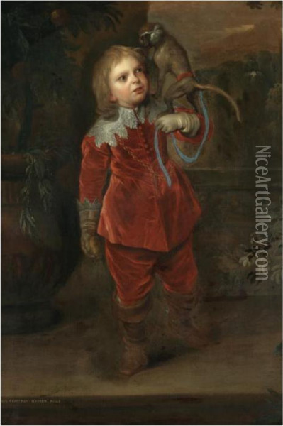 Portrait Of The Dwarf Geoffrey Hudson (1619-1682) Oil Painting - Sir Anthony Van Dyck