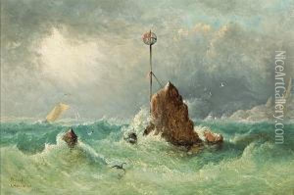 Rough Waters Off Guernsey Oil Painting - Arthur Wellington Fowles