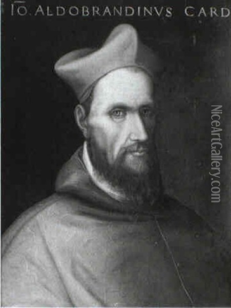 Portrait Of Cardinal Giovanni Aldorbandidi Oil Painting - Scipione Pulzone