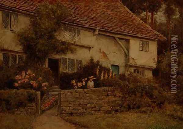 A Cottage Garden Oil Painting - Thomas Nicholson Tyndale