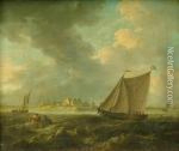 Shipping Of Amediterranean Coast Oil Painting - Ludolf Backhuysen
