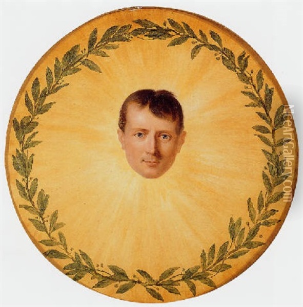 Head Of Napoleon Surrounded By Rays Of Light And A Laurel Wreath Oil Painting - Anne-Louis Girodet de Roucy-Trioson