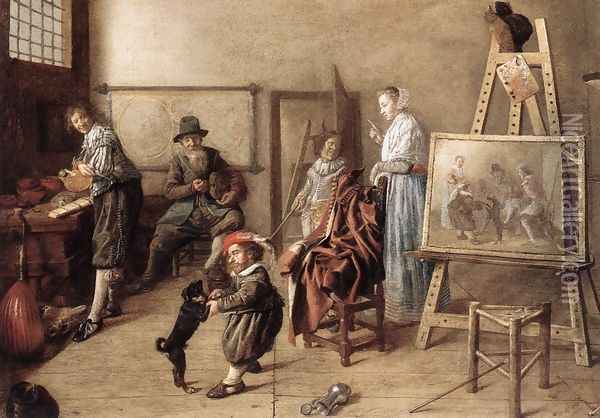Painter in His Studio, Painting a Musical Company 1631 Oil Painting - Jan Miense Molenaer