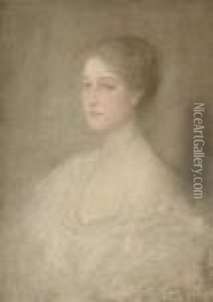 Portrait Of Nora Johnson, Bust-length Oil Painting - John Lavery