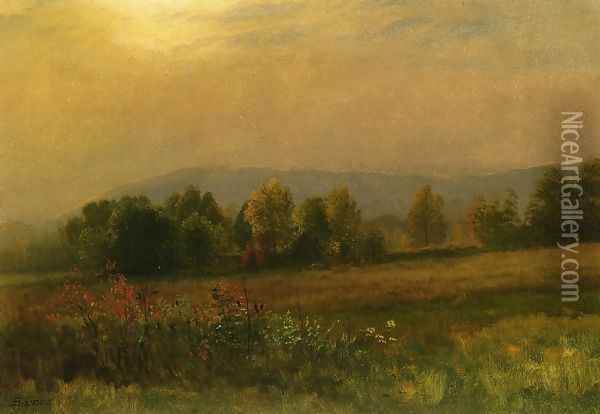 New England Landscape Oil Painting - Albert Bierstadt