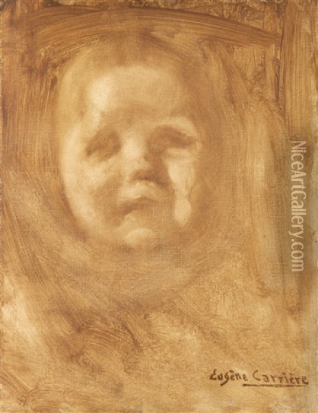 Portrait De Bebe Oil Painting - Eugene Carriere