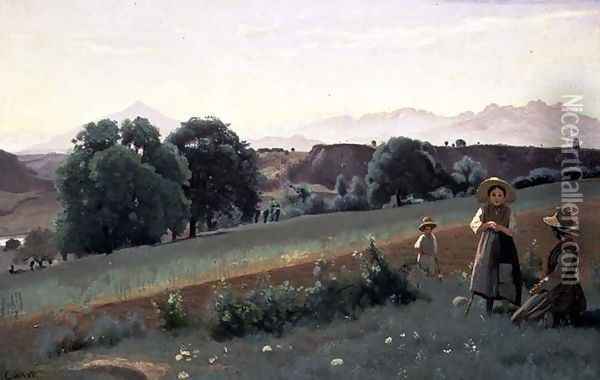 Landscape at Mornex, c.1842 Oil Painting - Jean-Baptiste-Camille Corot