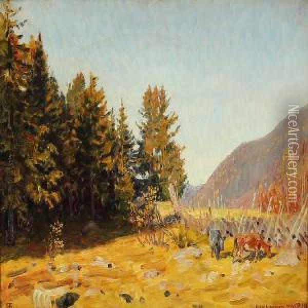 Autumn Day At Lillehammer, Norway Oil Painting - Niels Skovgaard