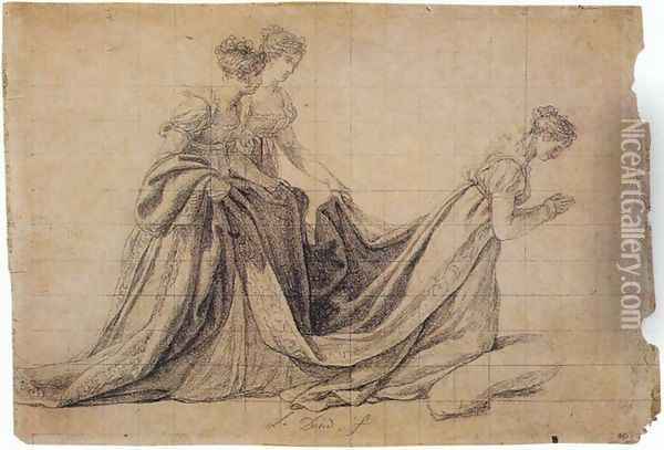 The Empress Josephine Kneeling Oil Painting - Jacques Louis David
