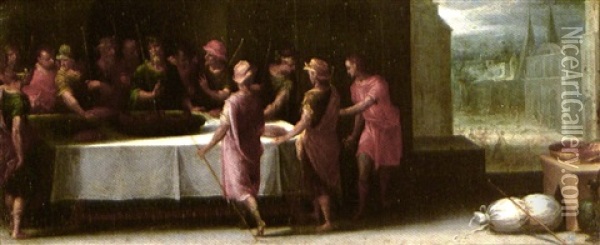 The First Passover Seder, Preceding The Exodus From Egypt Oil Painting - Giovanni (Il Cosci) Balducci