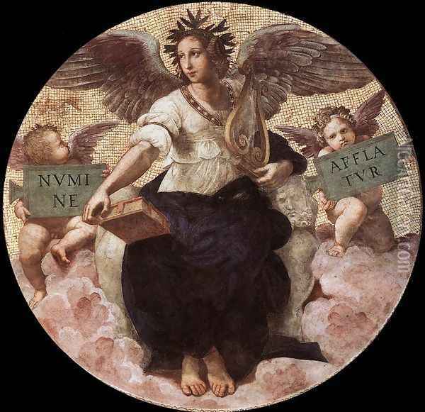 The Stanza della Segnatura Ceiling: Poetry Oil Painting - Raphael