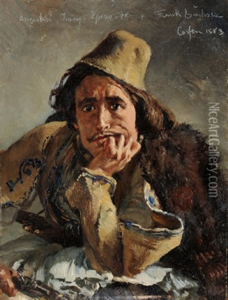 Portrait Eines Jungen Mannes Auf Korfu Oil Painting - Frank Buchser
