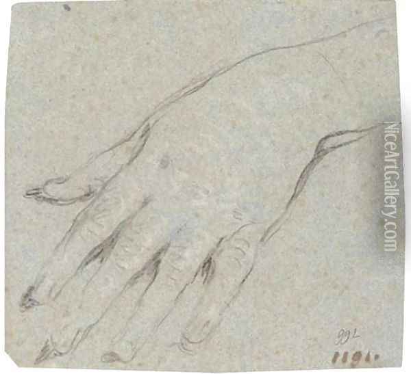 Study of a left hand Oil Painting - Giovanni Domenico Tiepolo