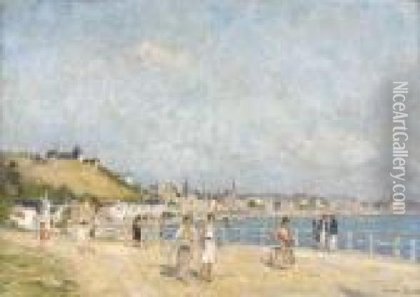 On The Promenade, Le Havre Oil Painting - Georges Binet