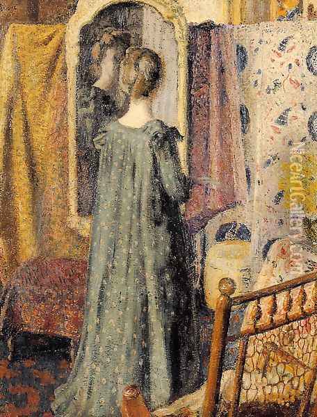Woman Standing in Front of the Mirror (Madame Georges Lemmen) Oil Painting - Georges Lemmen