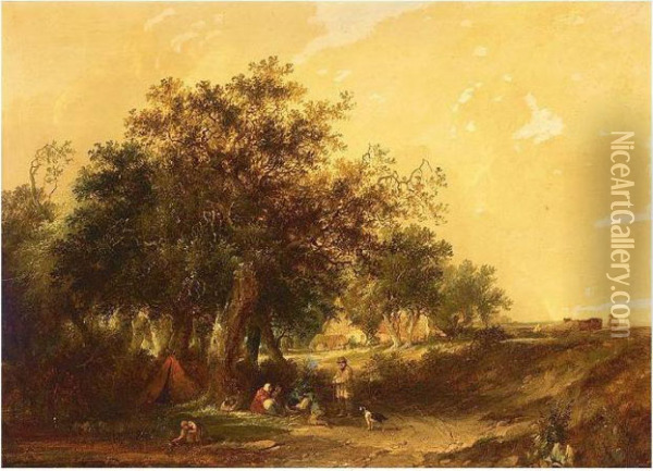 Camp Site Oil Painting - Edward Charles Williams