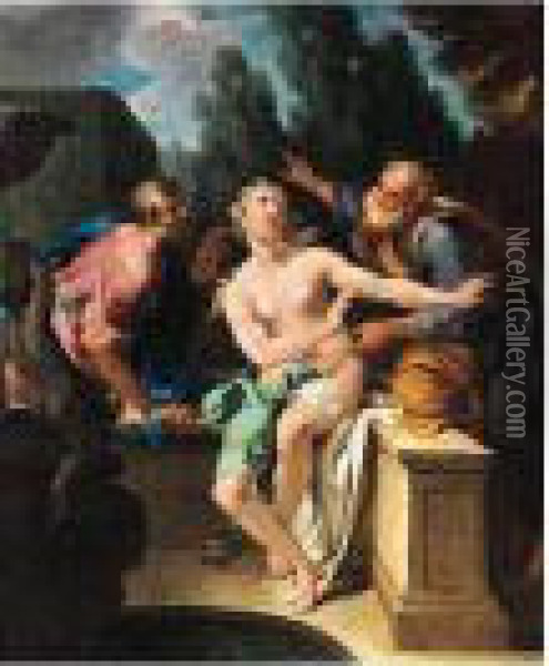 Susanna And The Elders Oil Painting - Michele Da Parma (see Rocca)