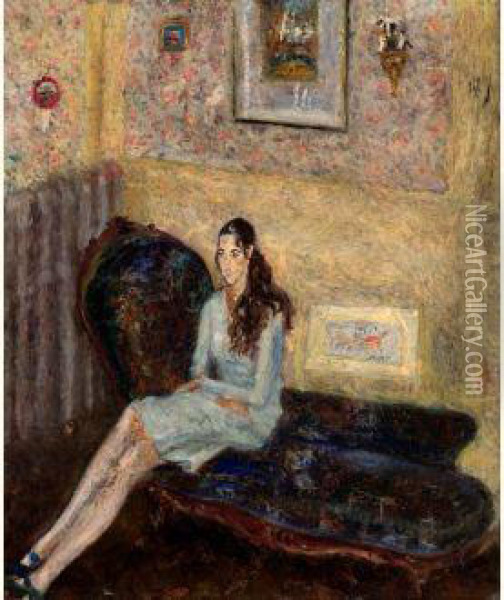 Portrait Of Madame Villon Oil Painting - Alexis Pawlowitsch Arapoff