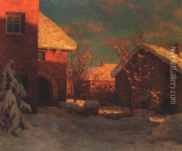 A Village In Winter Oil Painting - Ivan Fedorovich Choultse